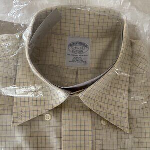 Brooks Brothers Yellow Checkered Original Polo Shirt Size 14 1/2" Neck 32" Chest